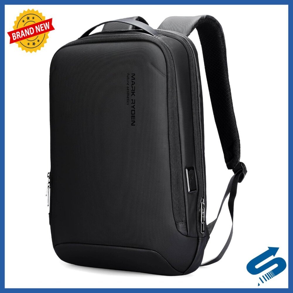 Slim Laptop Backpack with USB Charging Port, Waterproof Business Commuter